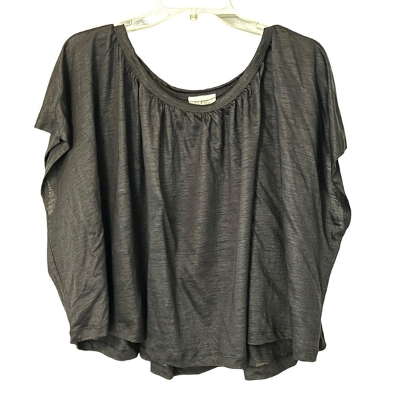 Anthropologie Deletta Pleated Boxy Top Shirt Black Small Swing Style boxy - Picture 1 of 14